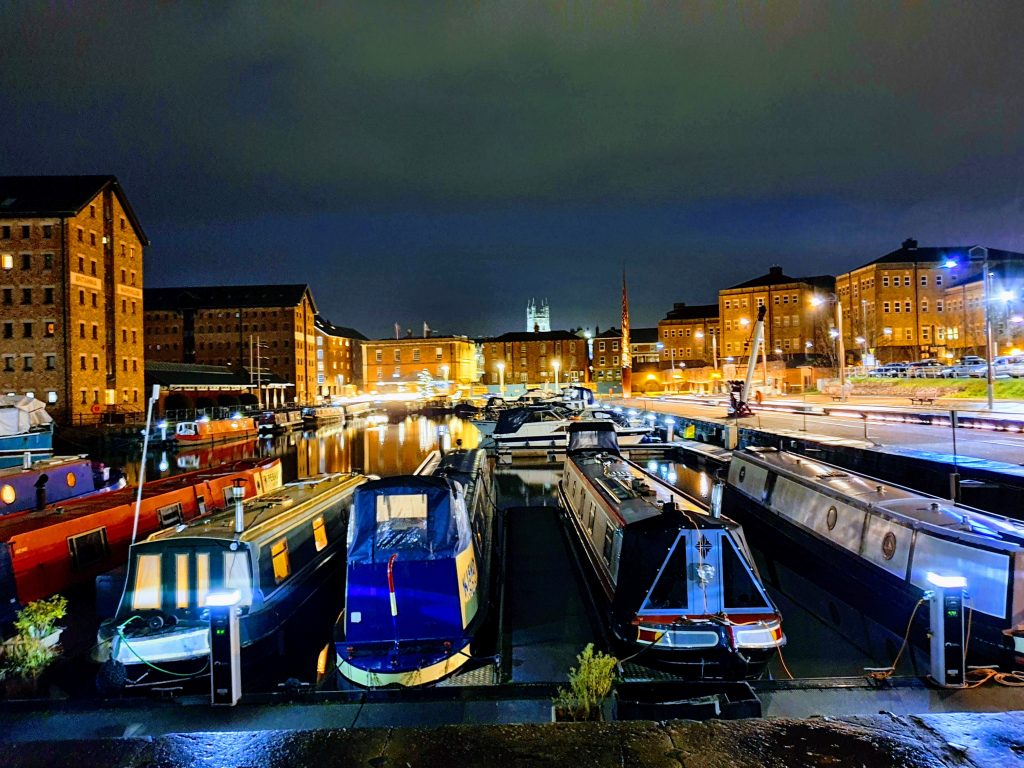 Night time in Gloucester Docks